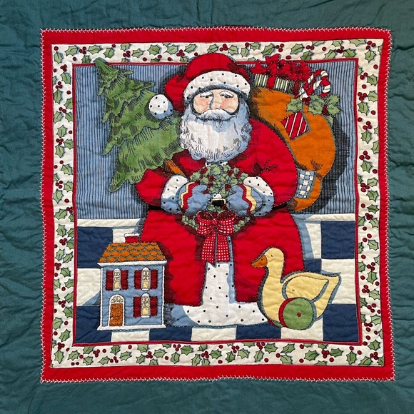 Vintage 90s Christmas Santa Claus one panel curtain decoration - Picture 9 of 12